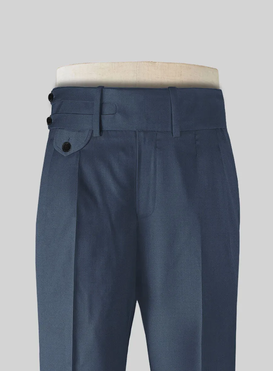 Napolean Flat Blue Double Gurkha Wool Trousers