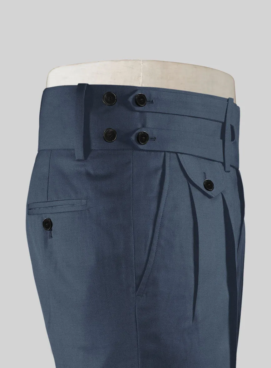 Napolean Flat Blue Double Gurkha Wool Trousers