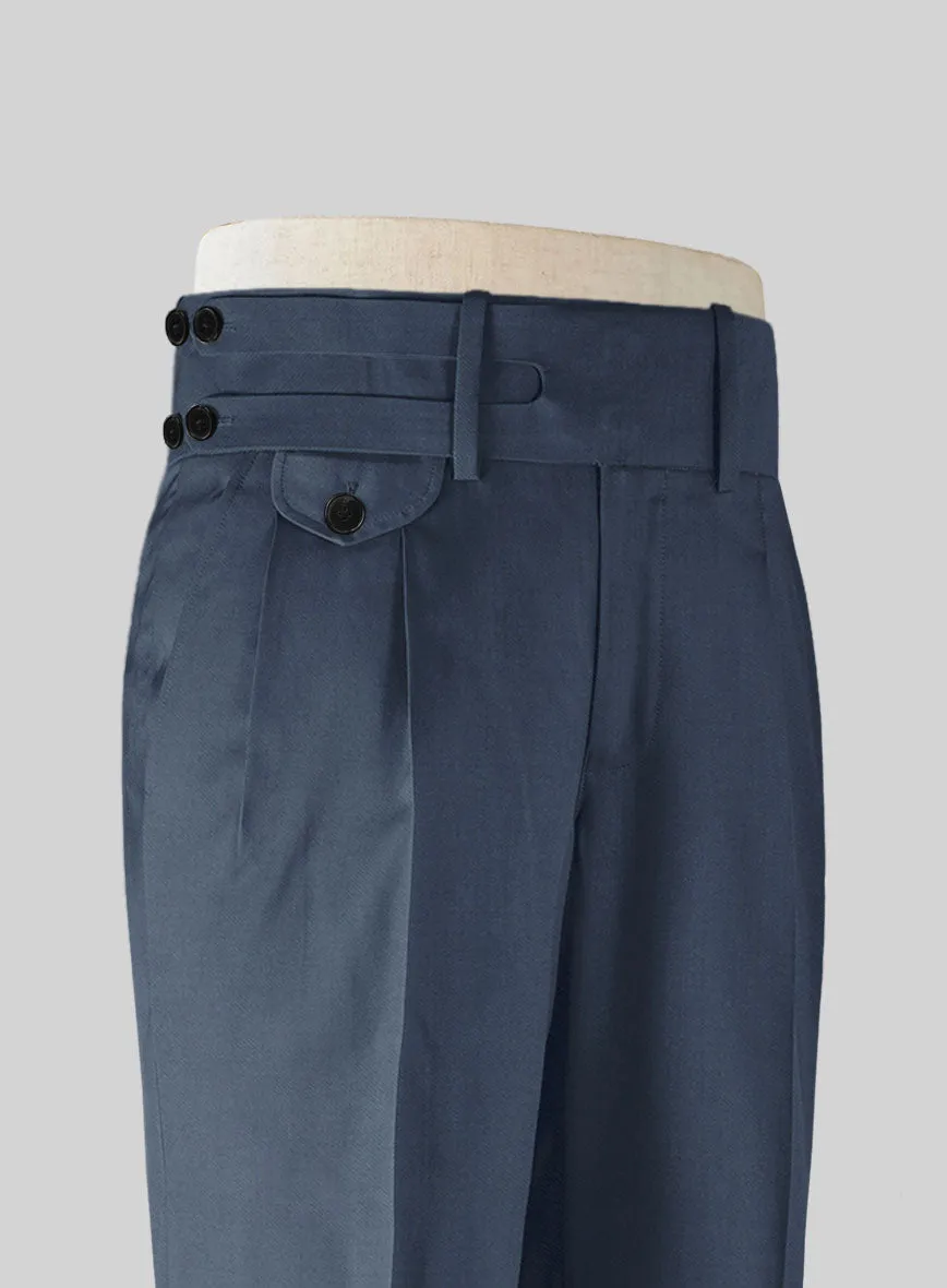 Napolean Flat Blue Double Gurkha Wool Trousers