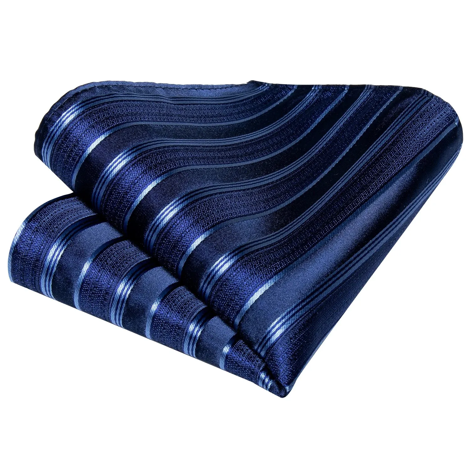 New Formal Ties Classic 100% Silk Blue Striped Necktie Handkerchief Cufflinks Gift For Men Wedding Tie Cravate Gravatas DiBanGu