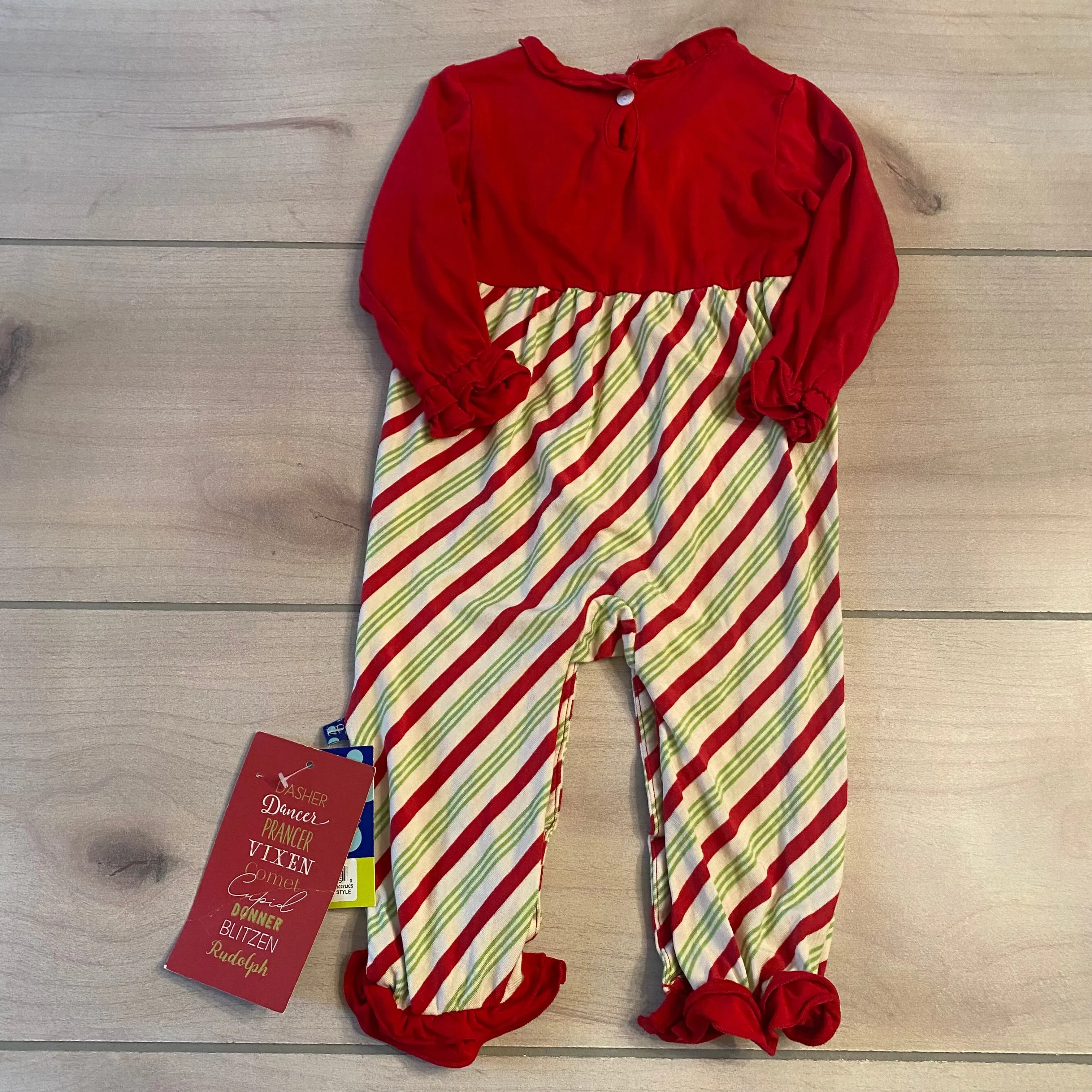 NEW Kickee Pants Candy Cane Stripe Kimono Ruffle Romper