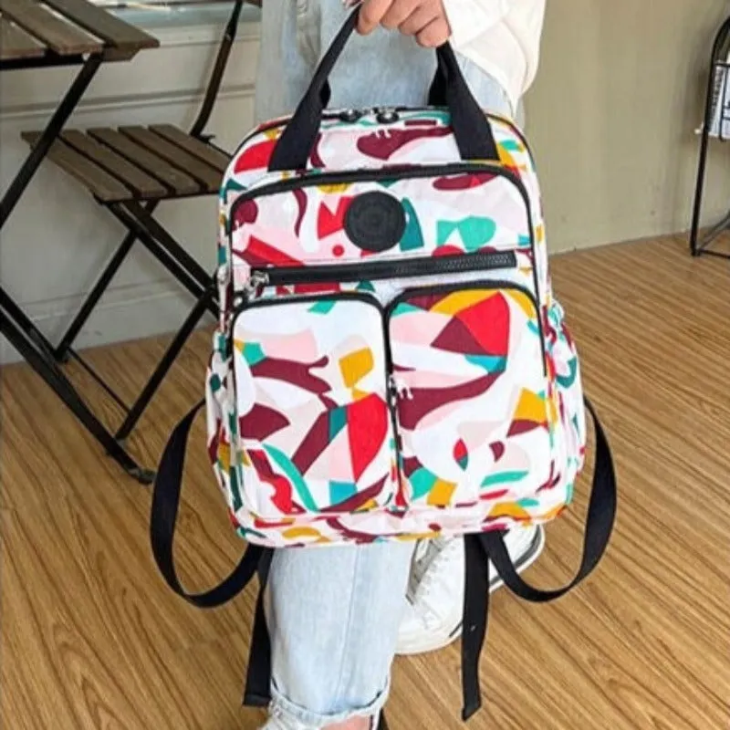 Nylon Floral Print Laptop Backpack For Girls