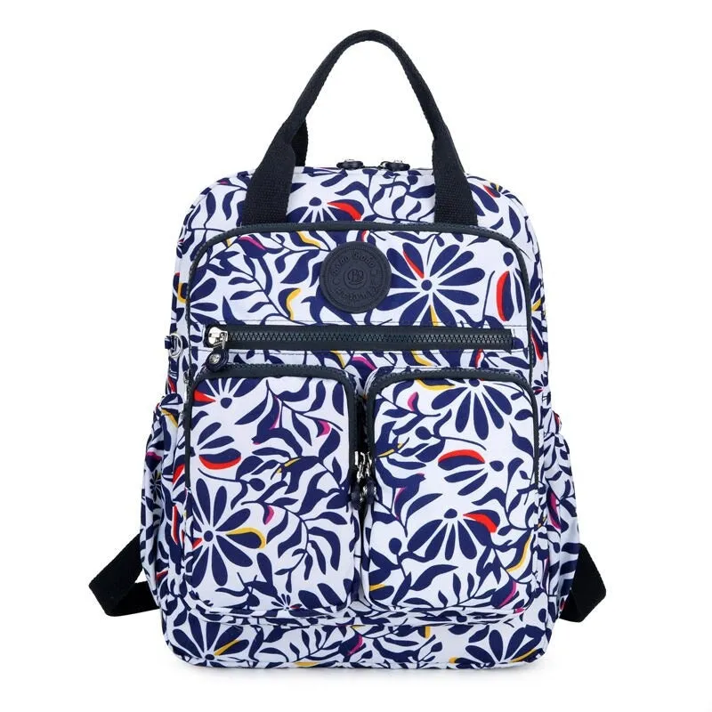 Nylon Floral Print Laptop Backpack For Girls