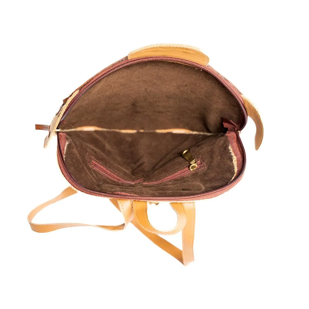 Oogway Turtle Backpack for Kids | Vegan Leather | Brown Color | Velvet Lining