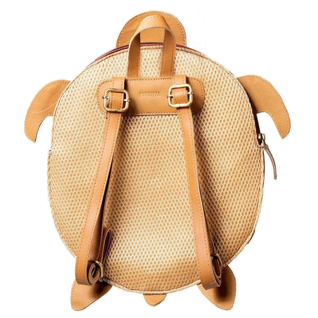 Oogway Turtle Backpack for Kids | Vegan Leather | Brown Color | Velvet Lining