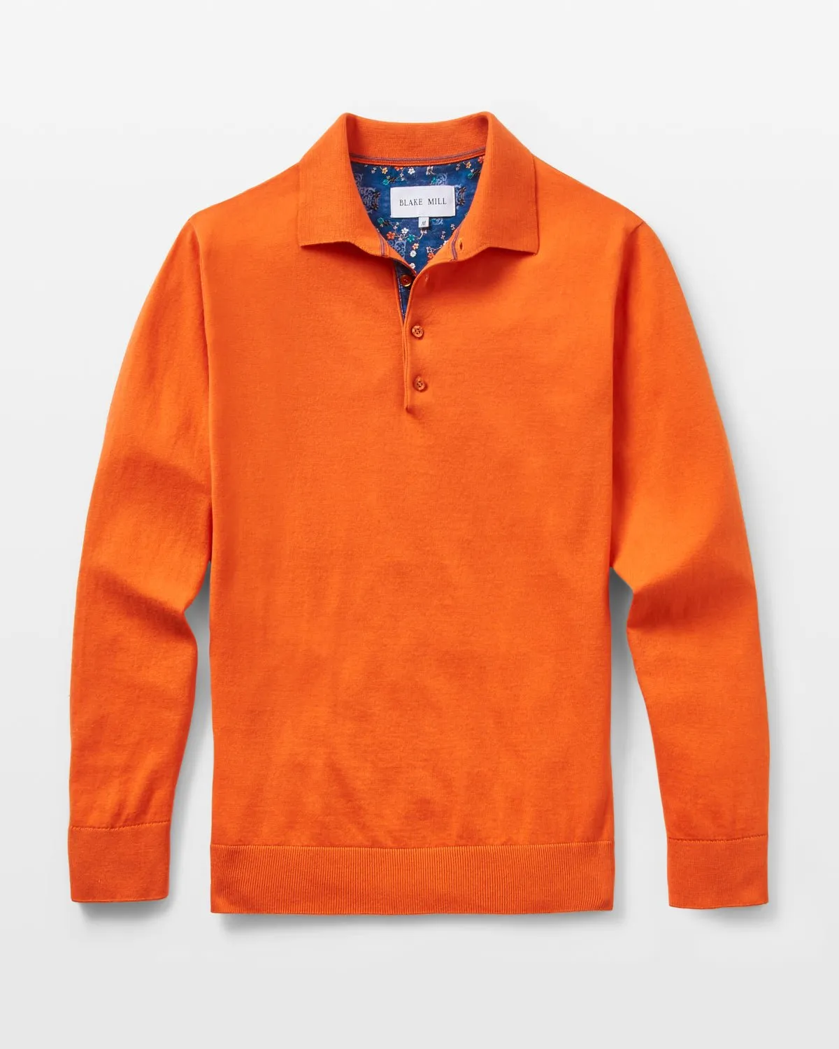 Orange Knit Polo with Flower Accents