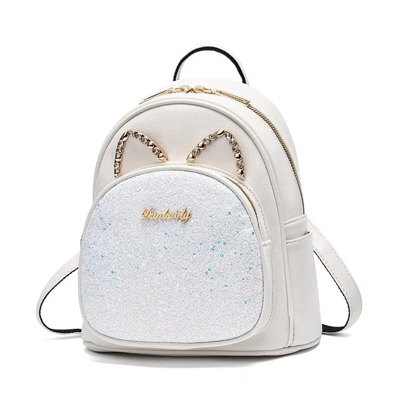 PU Leather Sequined Shoulder Backpack For Girls