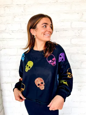 Queen Of Multi Skeleton Sweater Black