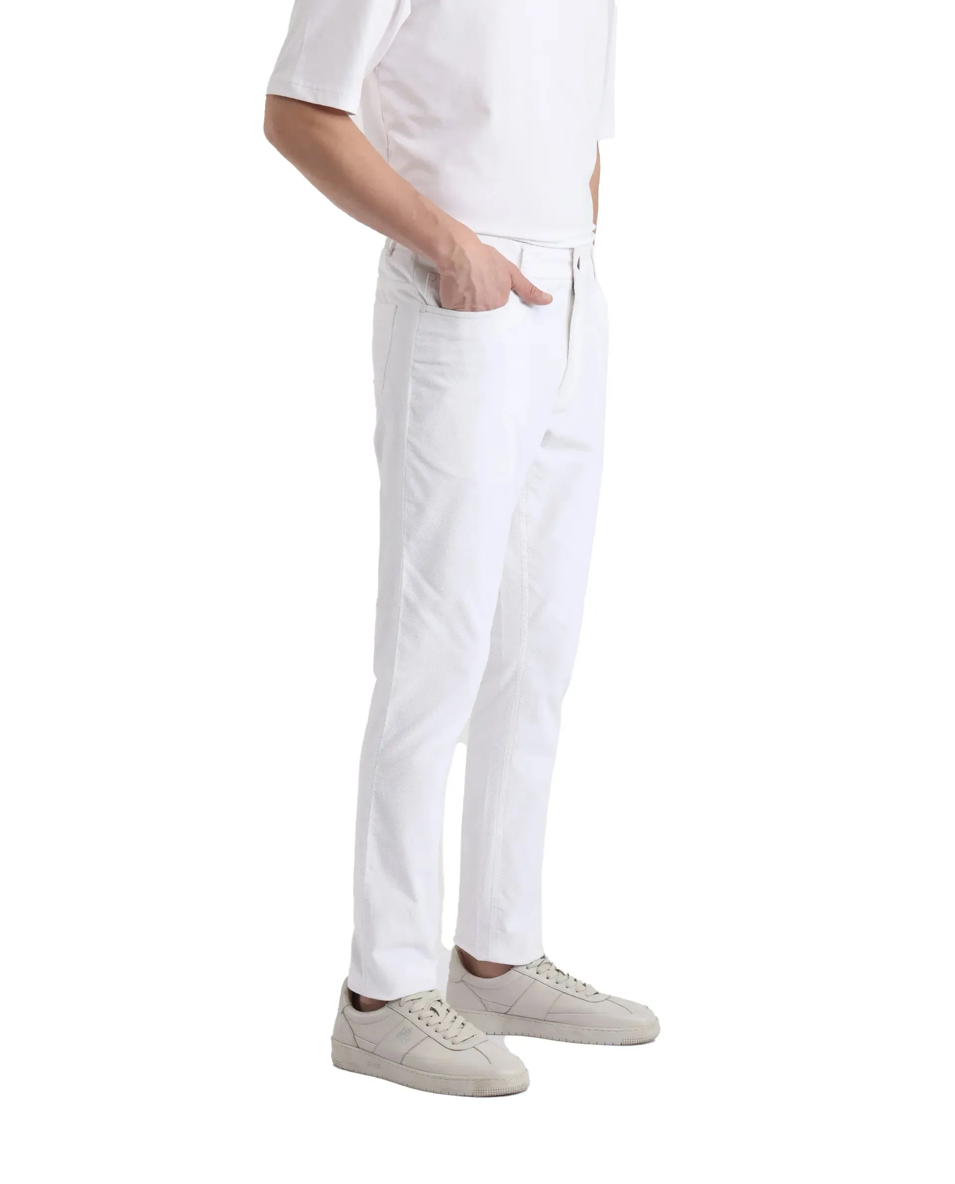 Rare Rabbit Men Nahor White Button Closure Regular Fit Plain Trouser