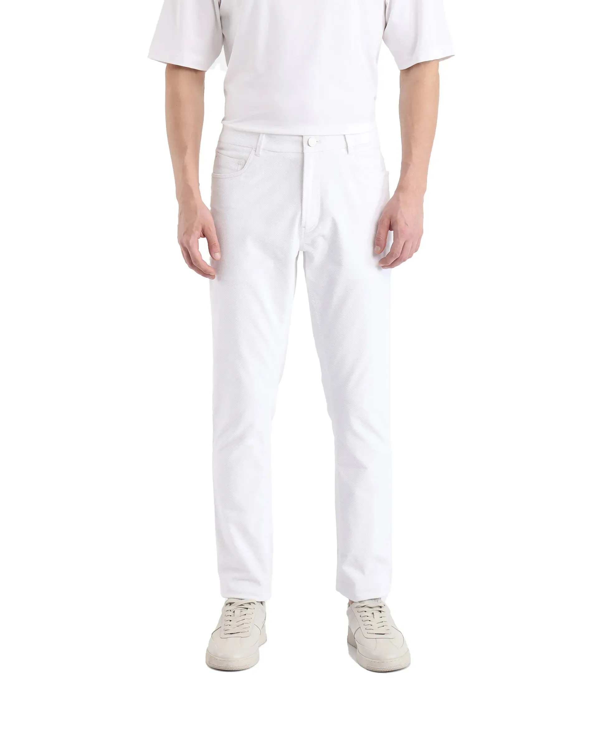 Rare Rabbit Men Nahor White Button Closure Regular Fit Plain Trouser