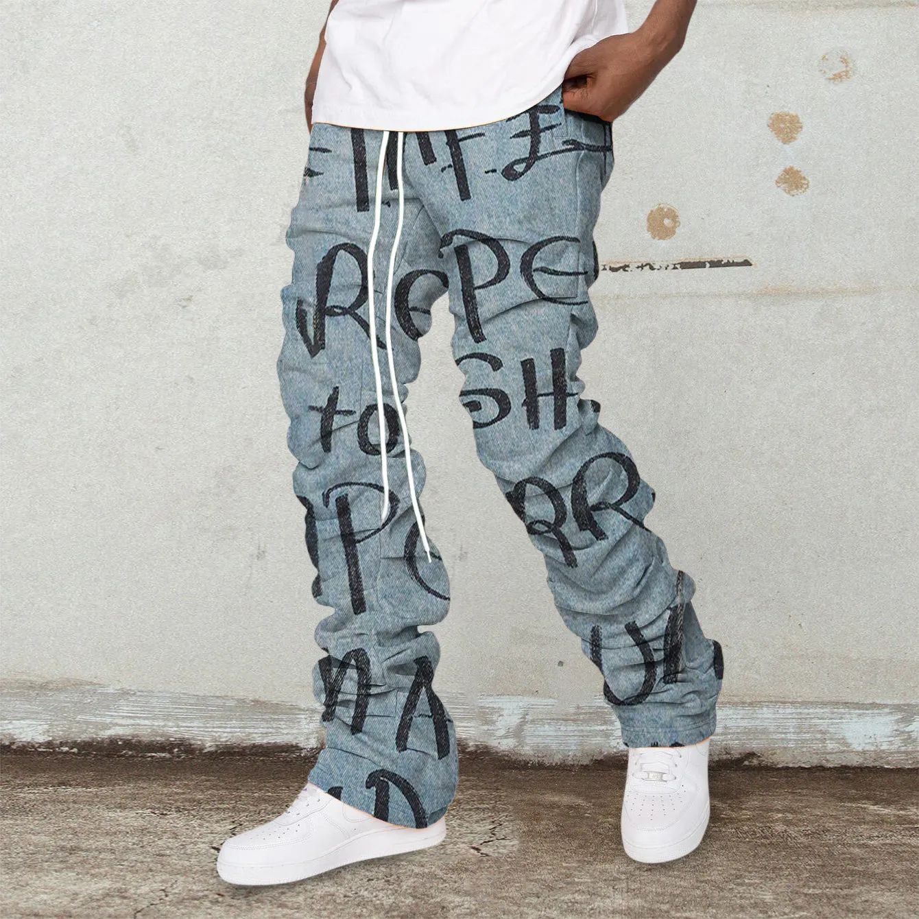 Retro hip-hop trendy pile pants