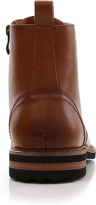 Sienna&Brown Woolen and Leather Lace-up Fashion Chukka Boots with Zipper Closure