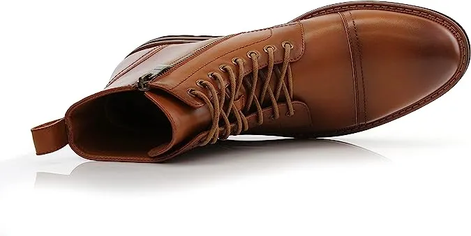 Sienna&Brown Woolen and Leather Lace-up Fashion Chukka Boots with Zipper Closure