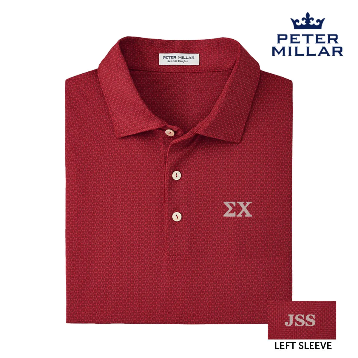 Sigma Chi Personalized Peter Millar Tesseract Patterned Polo With Greek Letters