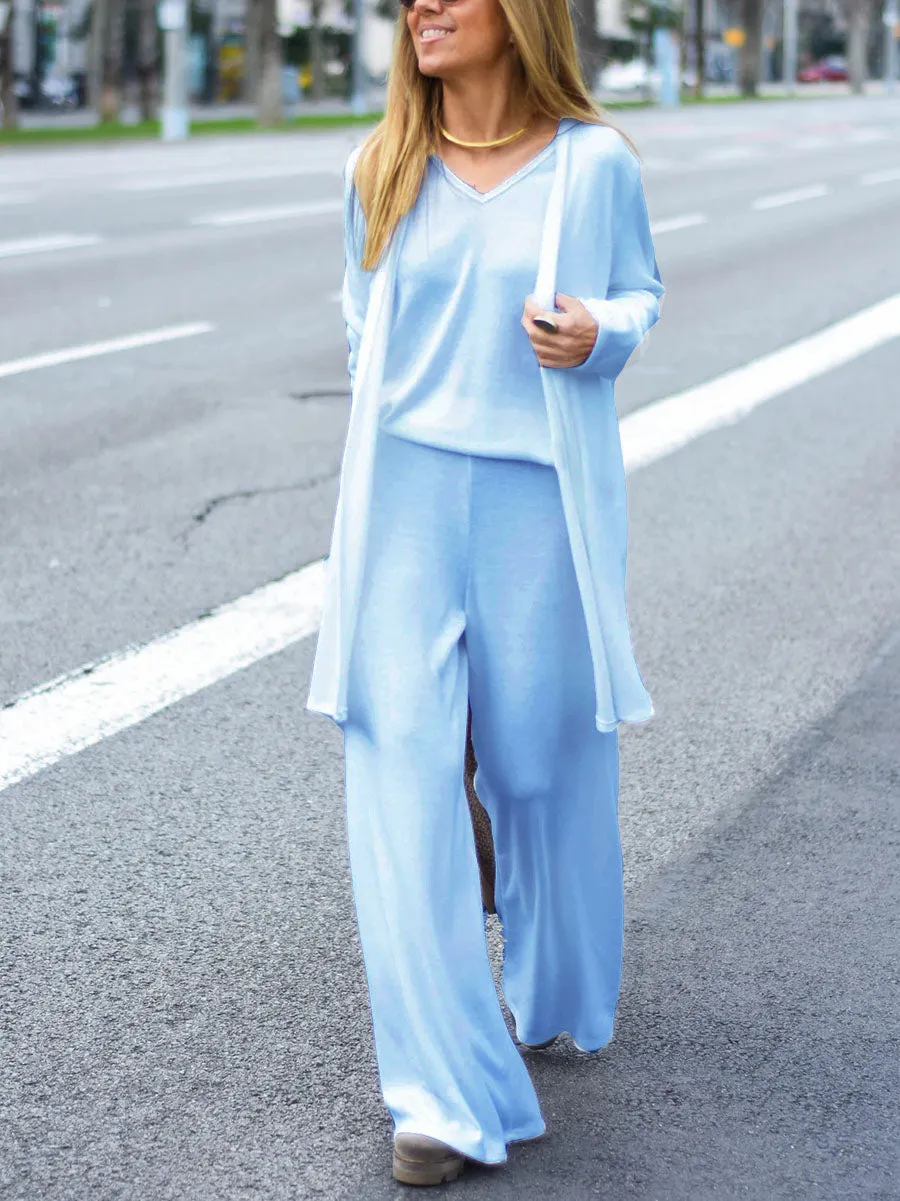 Simple Casual Comfortable Soft Top Trousers Three-Piece Suit