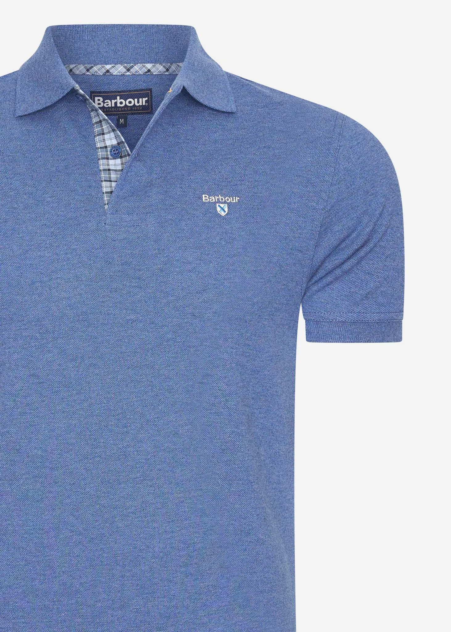 Tartan pique polo - chambray marl