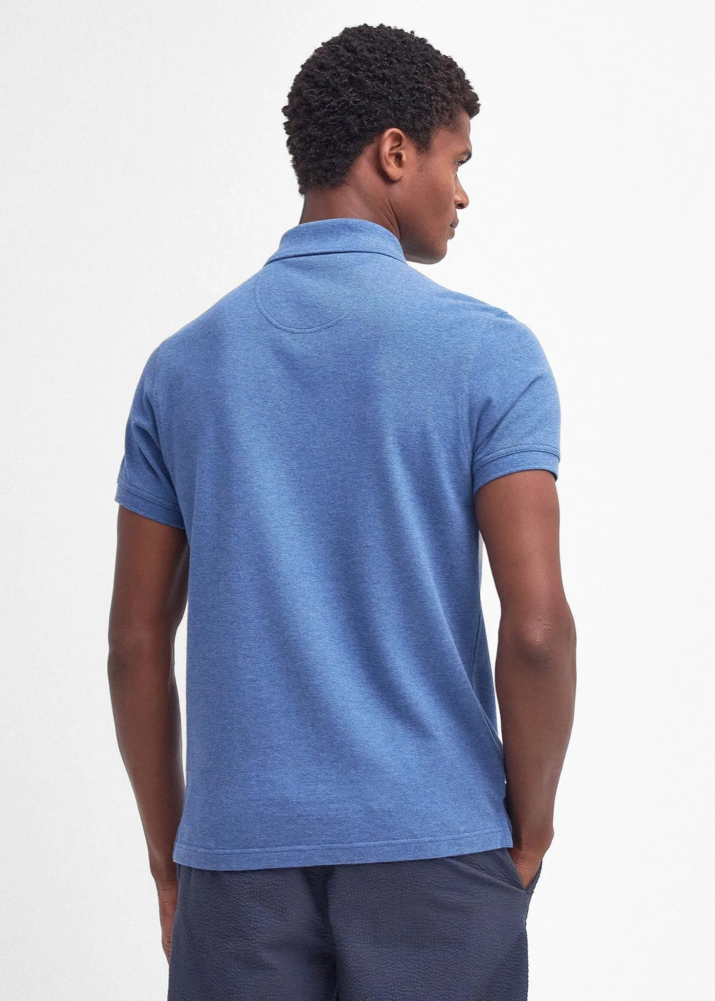 Tartan pique polo - chambray marl