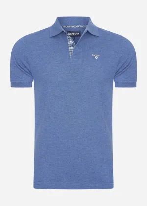 Tartan pique polo - chambray marl