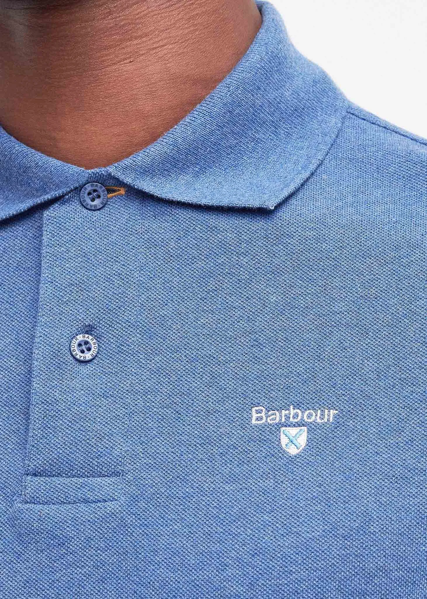 Tartan pique polo - chambray marl