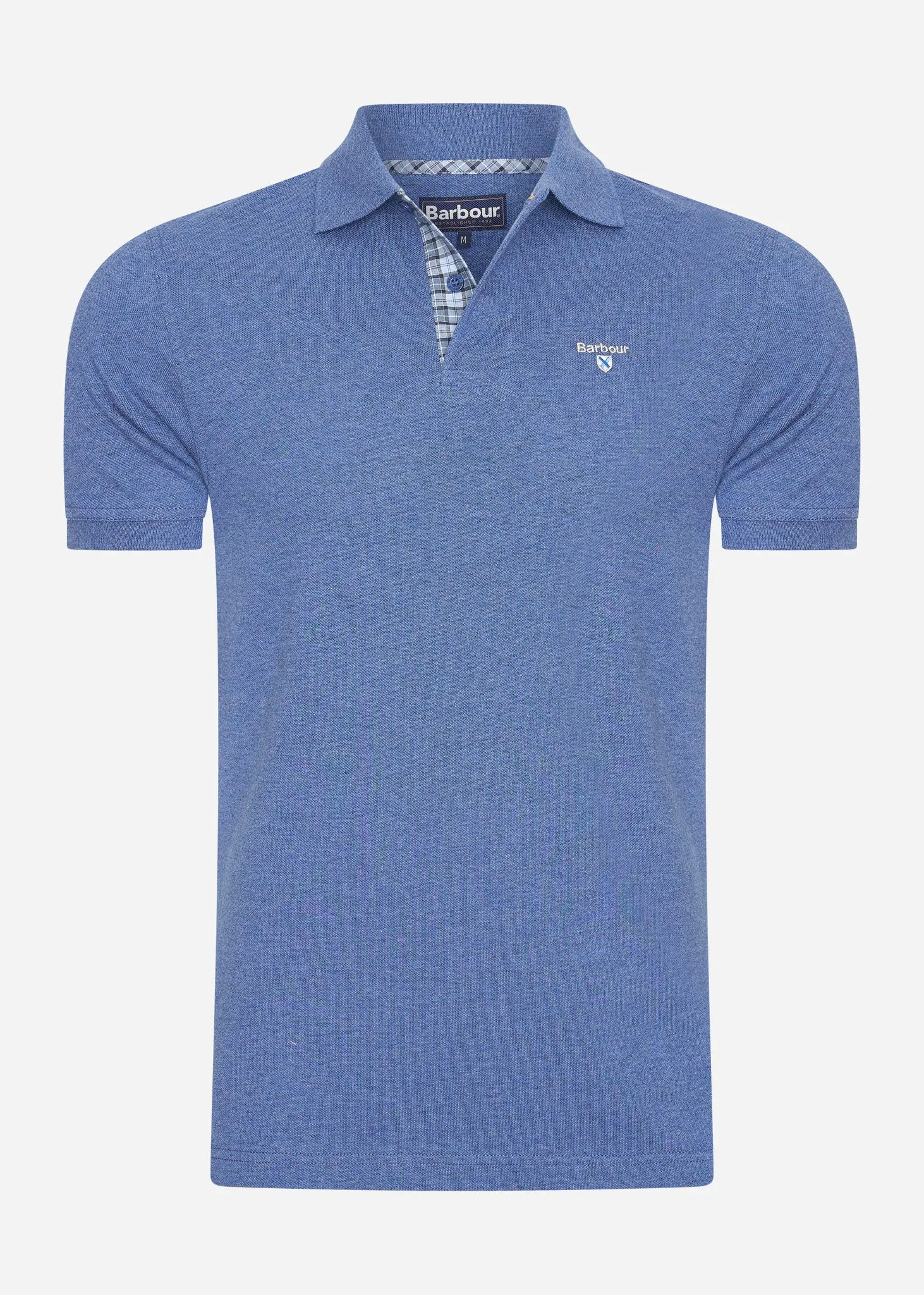 Tartan pique polo - chambray marl