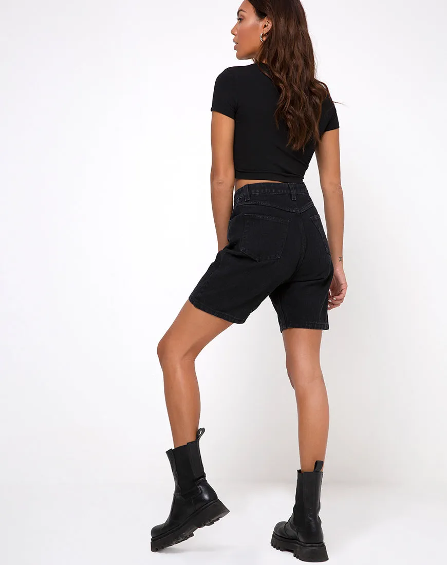 Tiney Crop Top Tee in Black 'Capricorn' Diamante by Motel