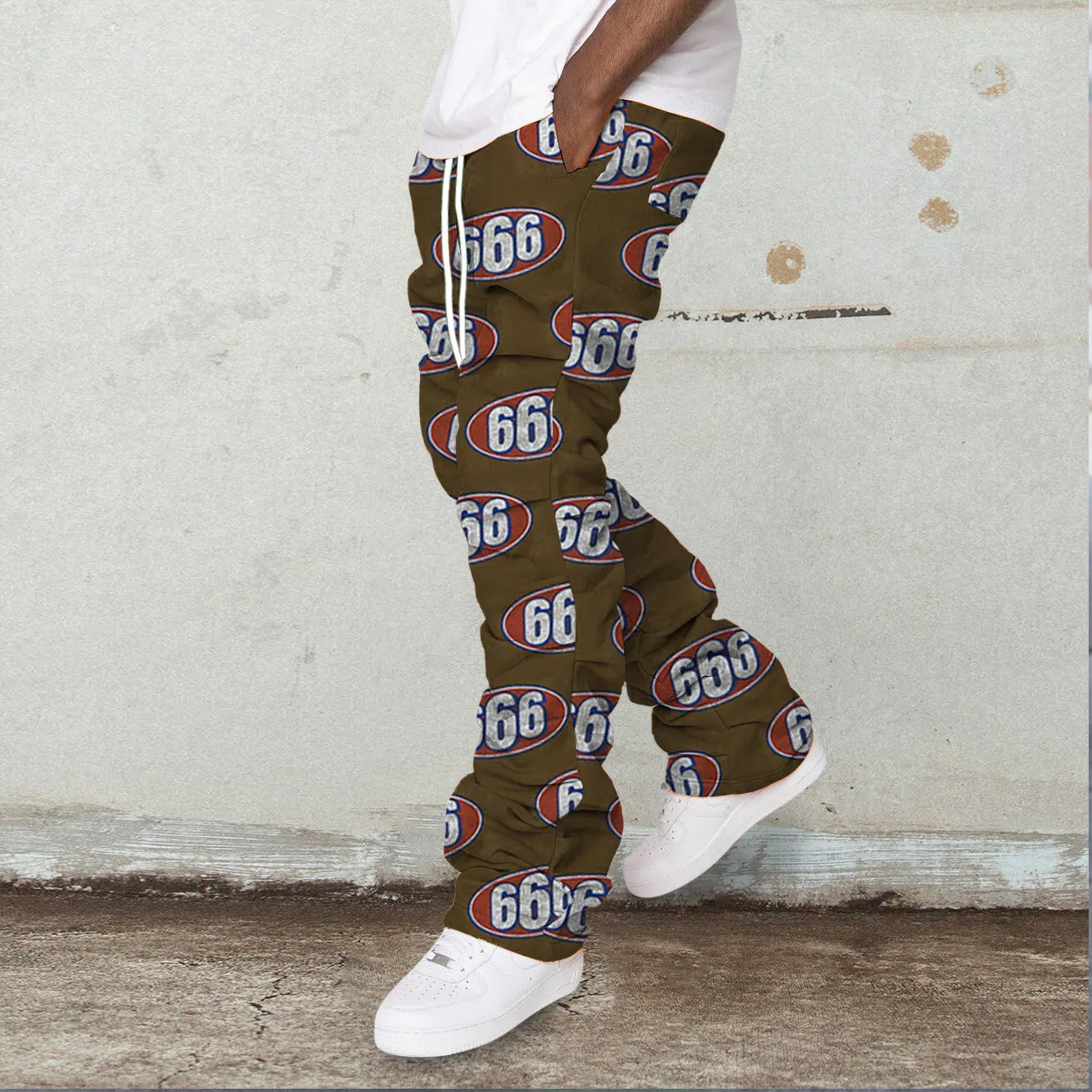 Trendy hip hop printed pile pants trousers