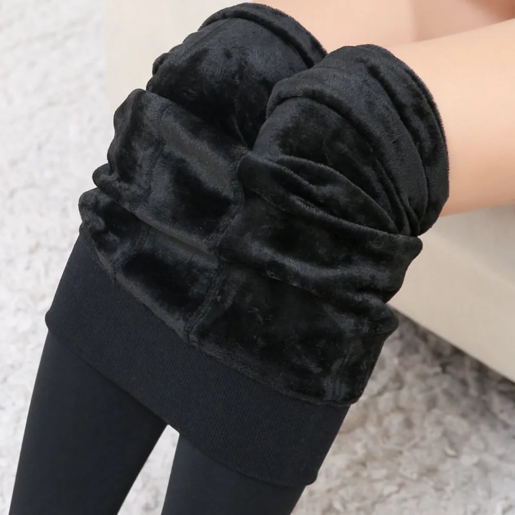 Trendy Warm fur winter leggings pants