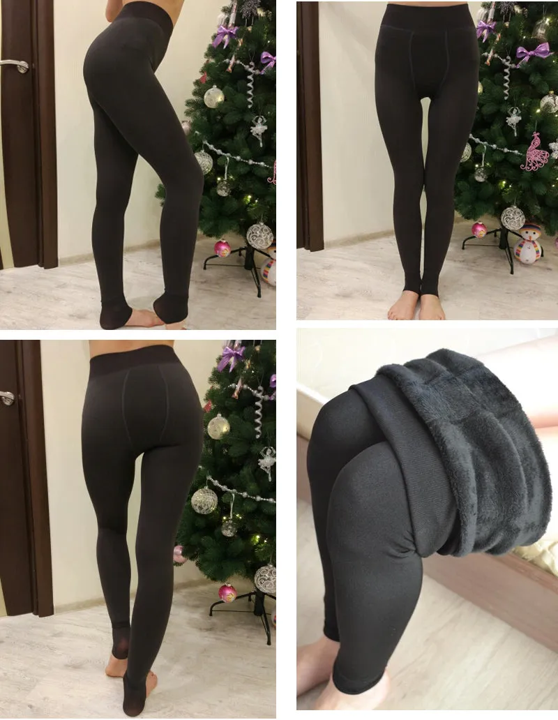 Trendy Warm fur winter leggings pants