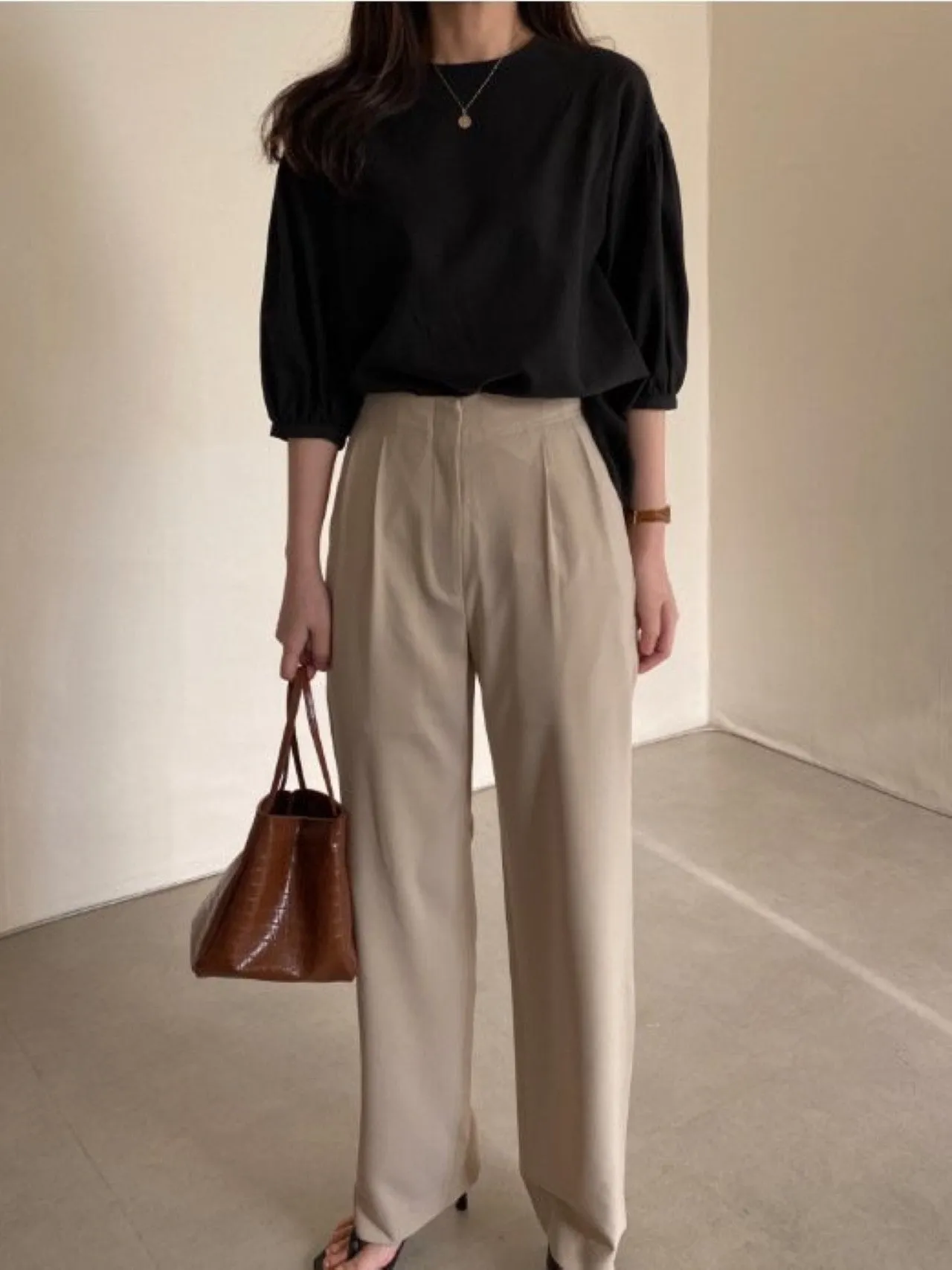 TWO PIN TUCK WIDE TROUSERS