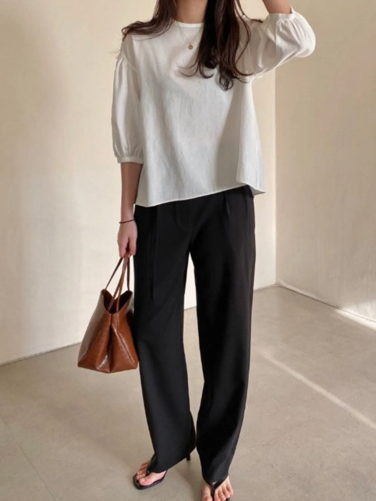 TWO PIN TUCK WIDE TROUSERS