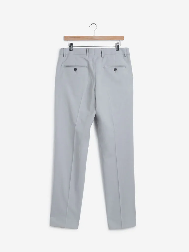 WES Formals Light Grey Slim Fit Trousers