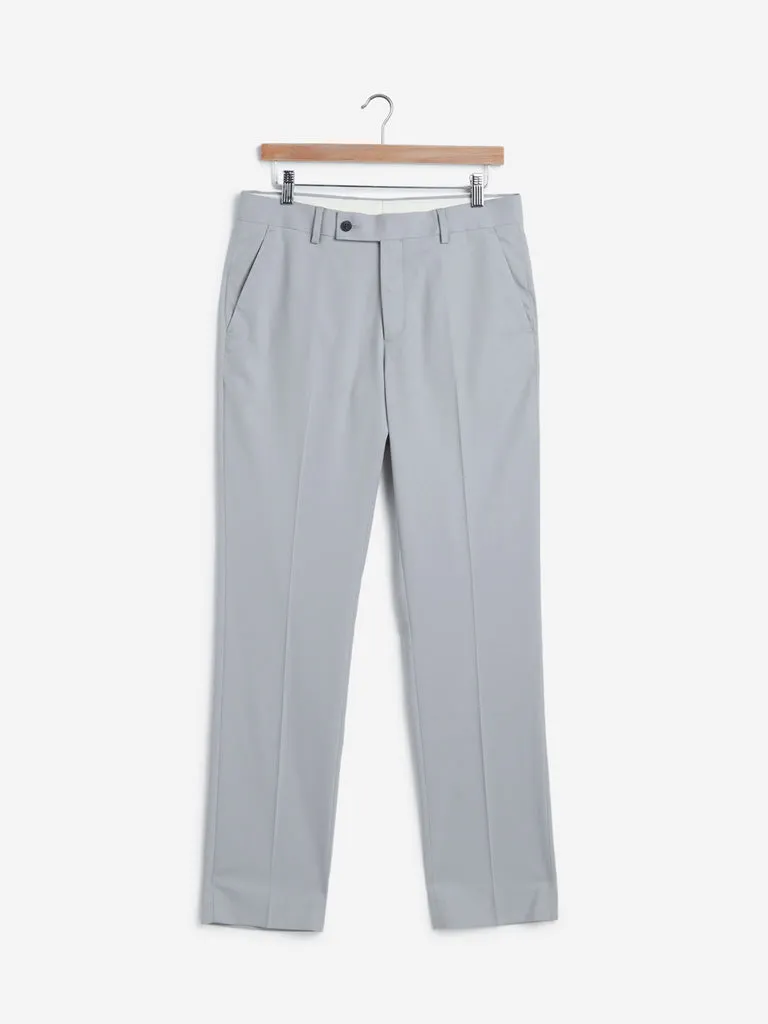 WES Formals Light Grey Slim Fit Trousers