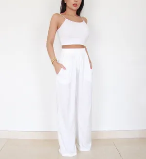 WHITE SILK TROUSERS