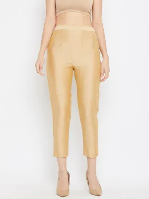 Women Fawn Solid Silk Trouser