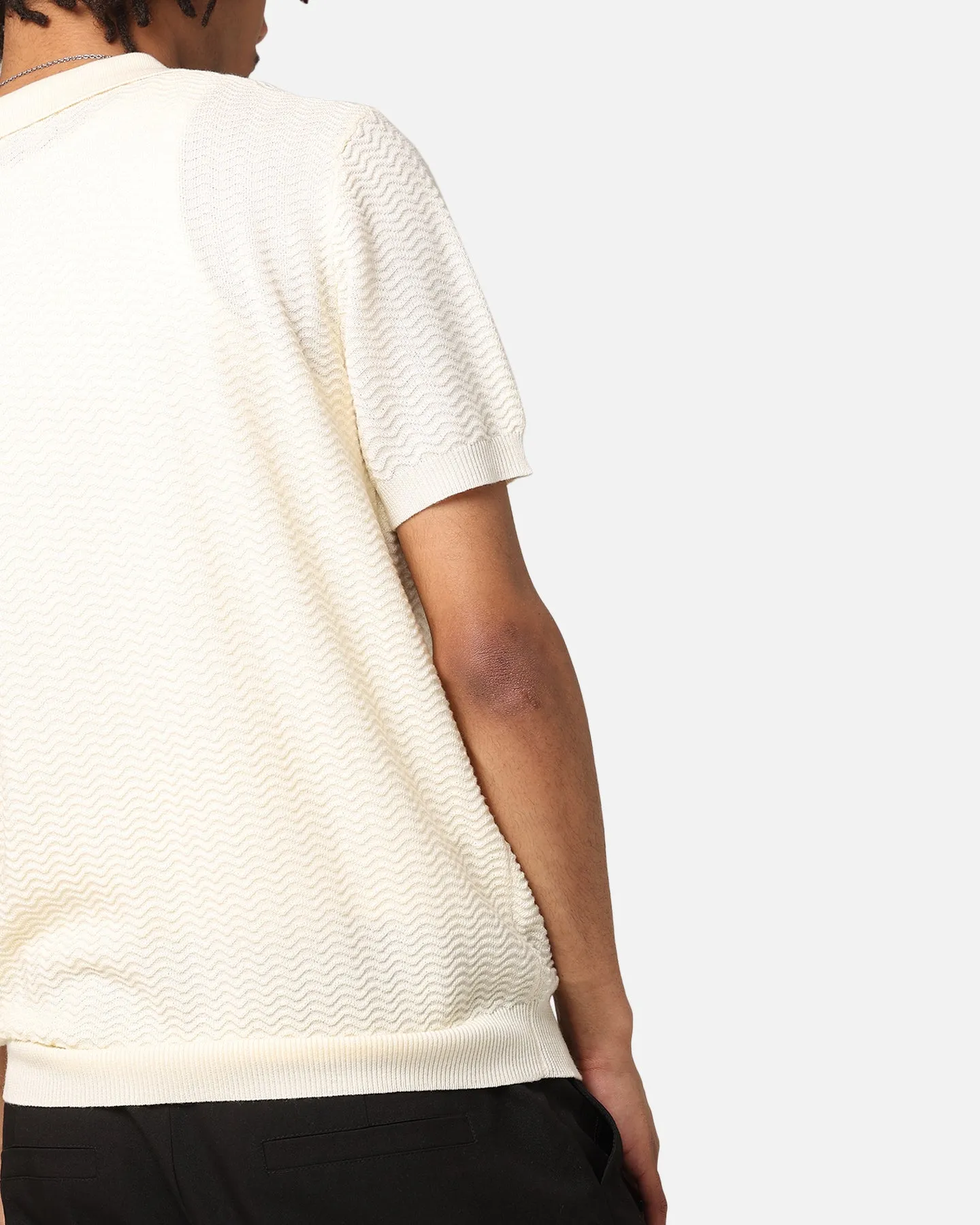 XXIII Herringbone Quater Zip Polo Shirt Cream