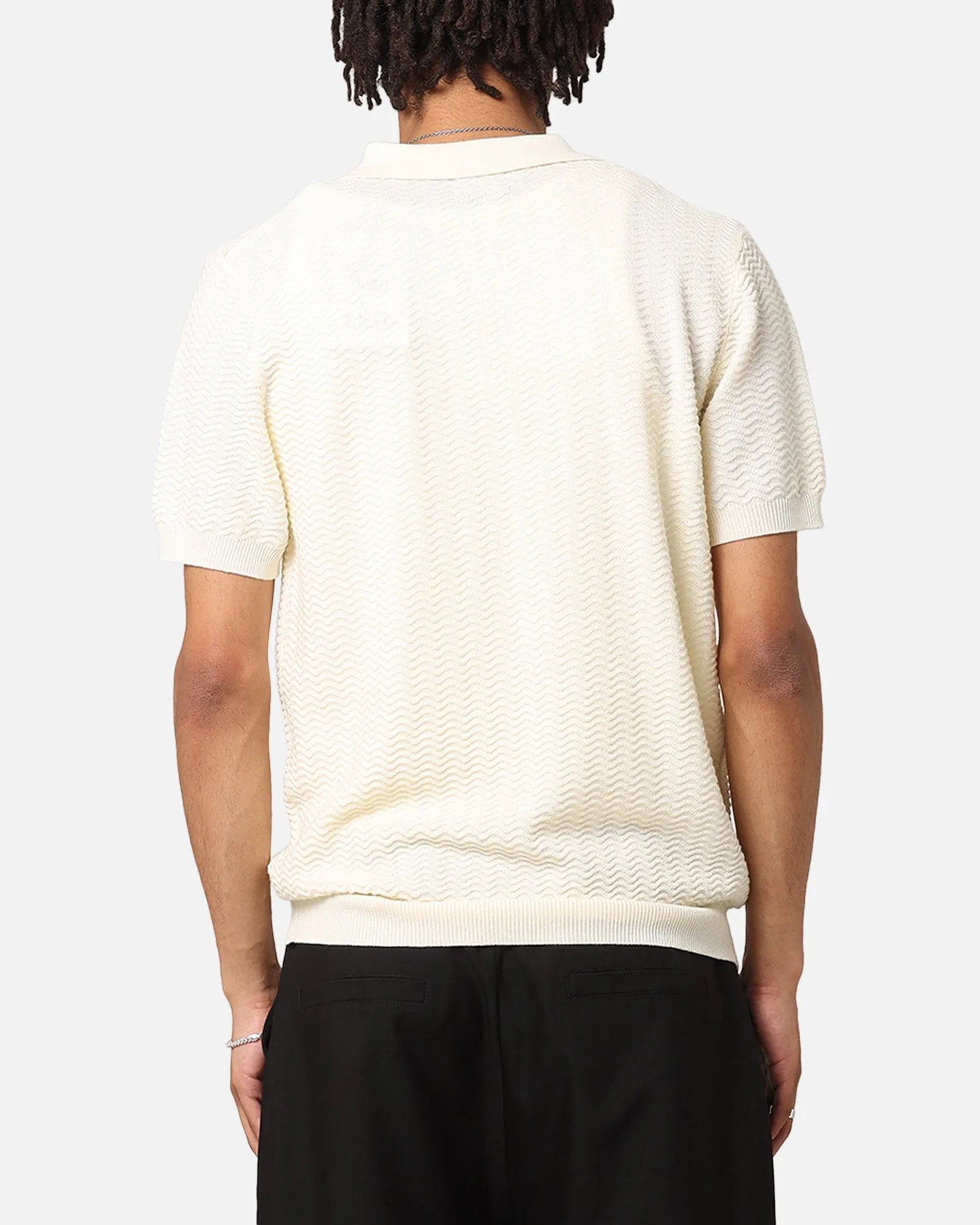 XXIII Herringbone Quater Zip Polo Shirt Cream