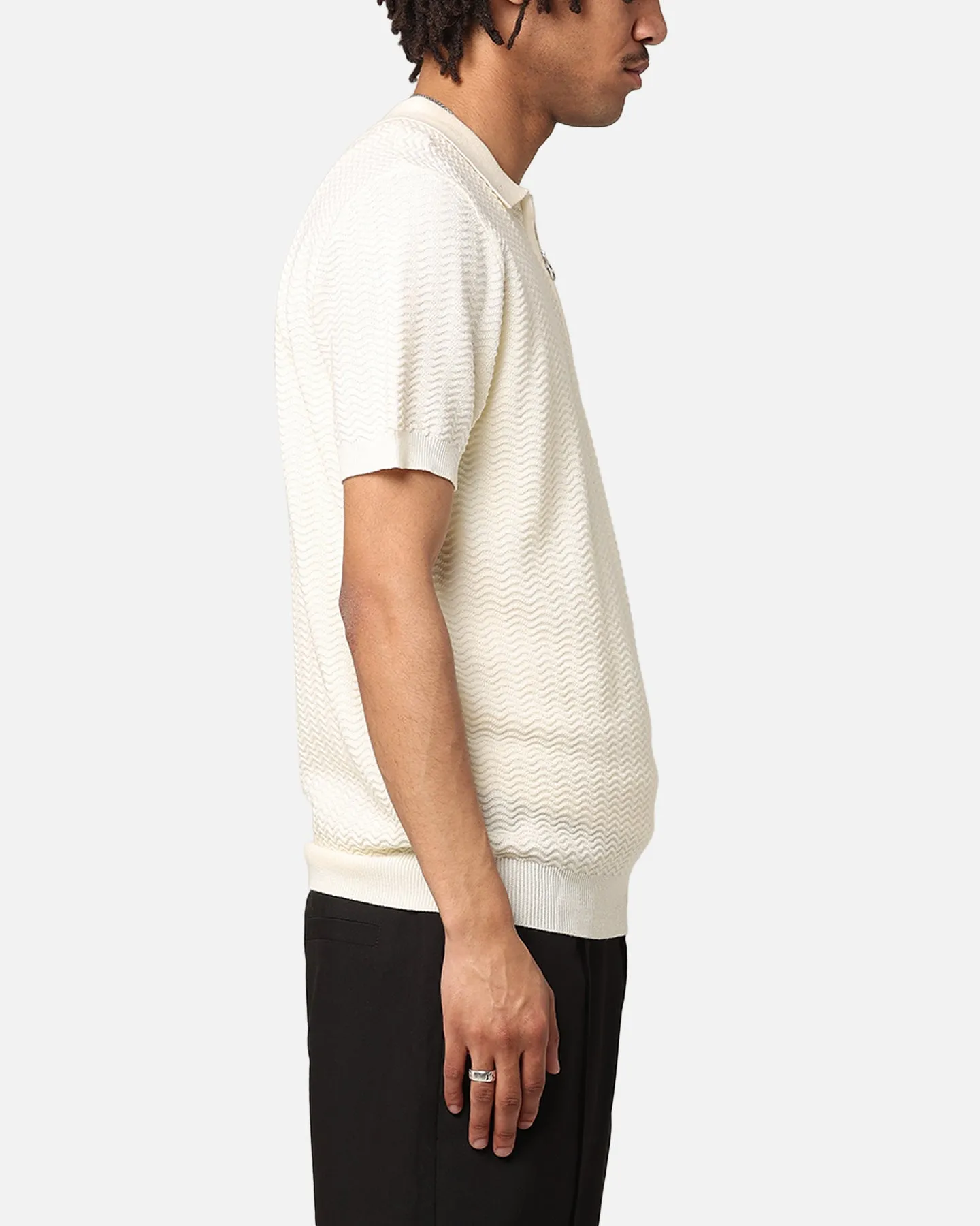 XXIII Herringbone Quater Zip Polo Shirt Cream