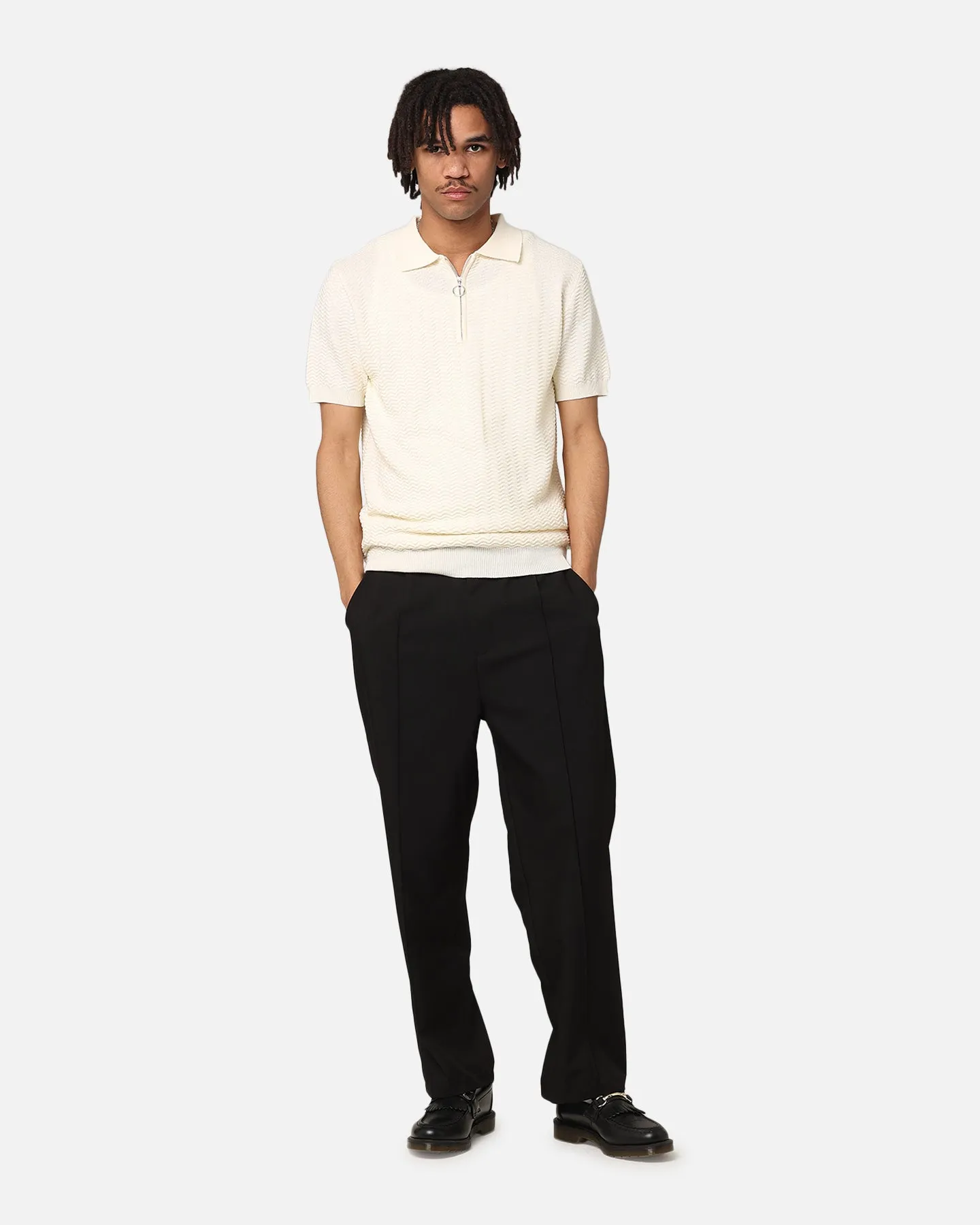 XXIII Herringbone Quater Zip Polo Shirt Cream