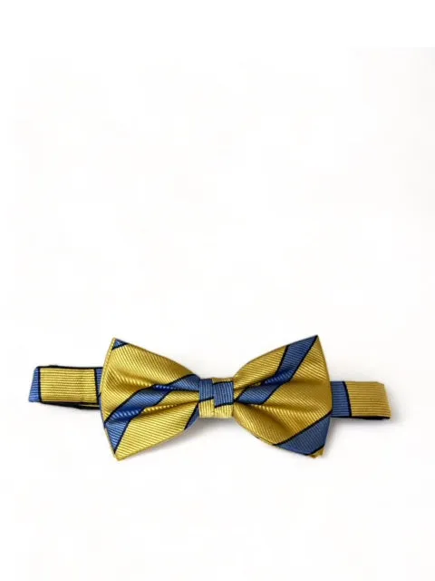 Yellow and Blue Striped Silk Bow Tie