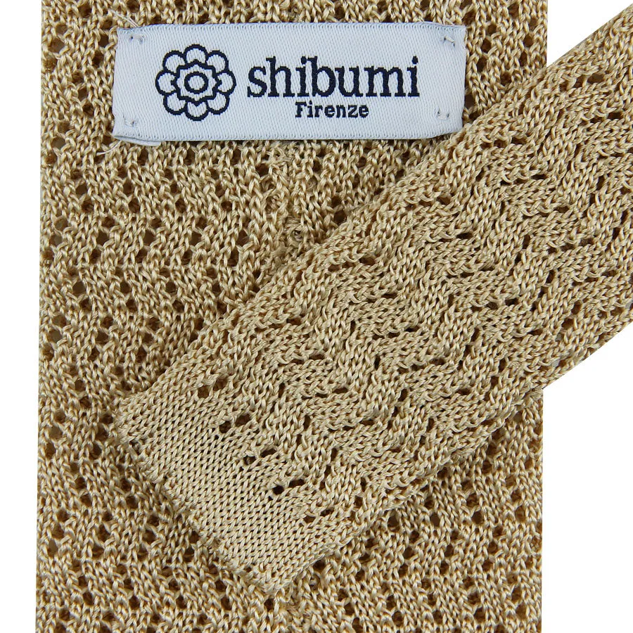 Zigzag Silk Knit Tie - Beige